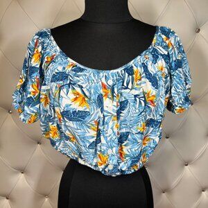 Taxi Floral Blue And Yellow Women's Top Size L